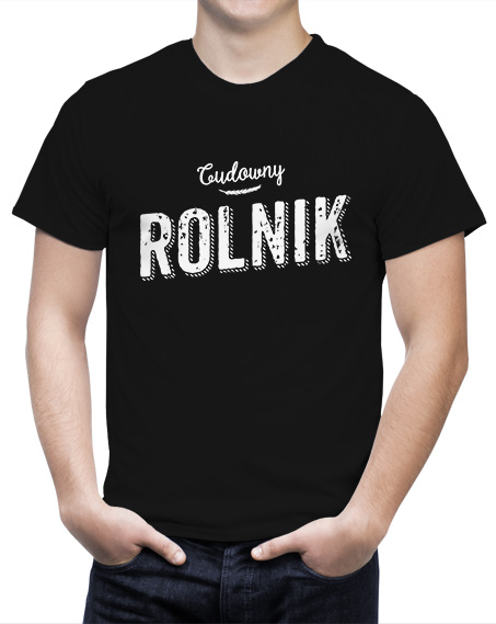 T-shirt na prezent dla rolnika CUDOWNY ROLNIK. Koszulka czarna.